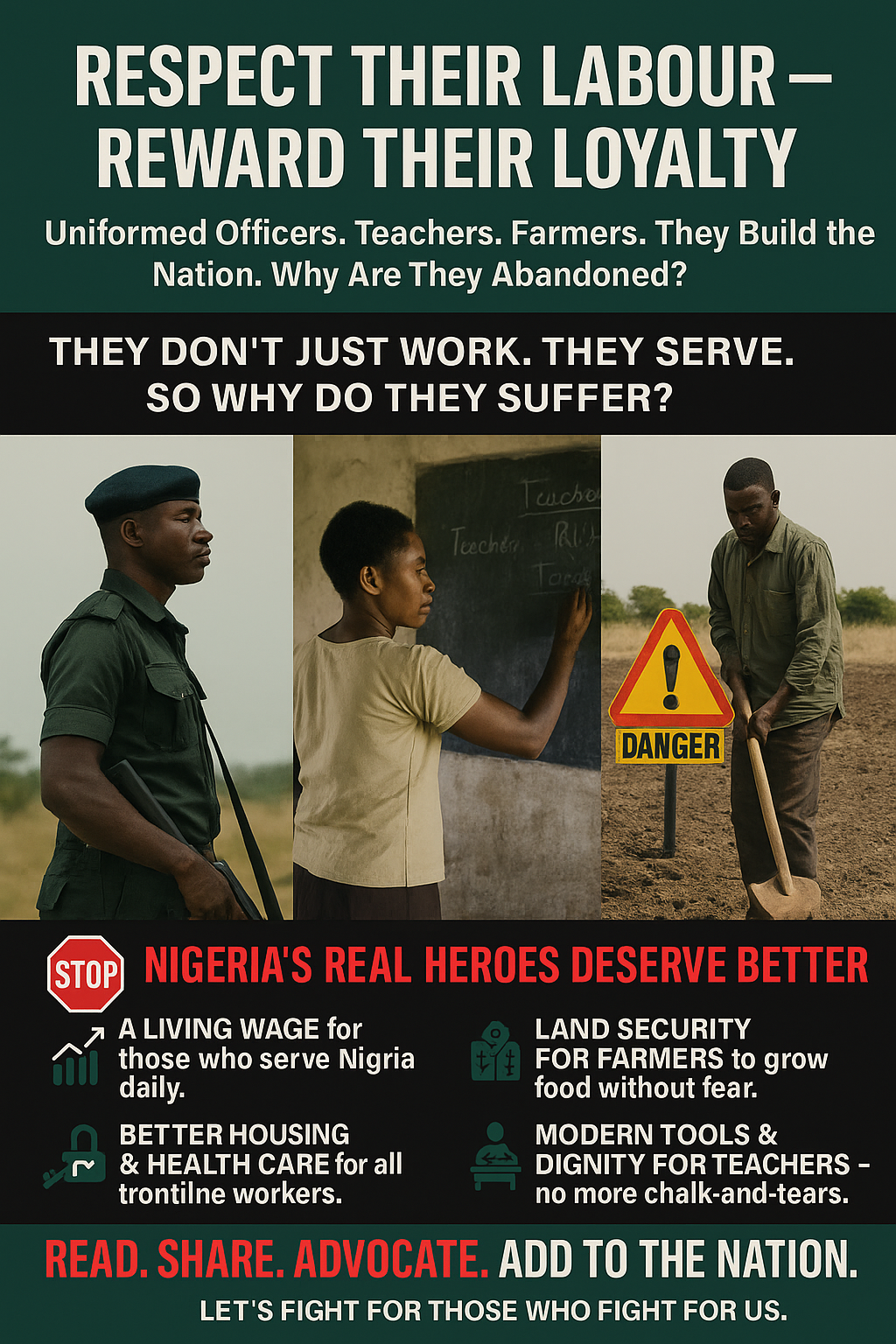 The Backbone We Keep Breaking: Why Nigeria Must Pay Its Uniformed Men, Teachers, and Farmers What They Deserve